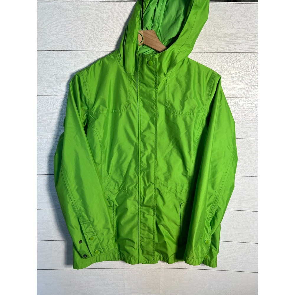 LL Bean Womens S Reg H2OFF Waterproof Rain Jacket Hooded Lime Green 287458
